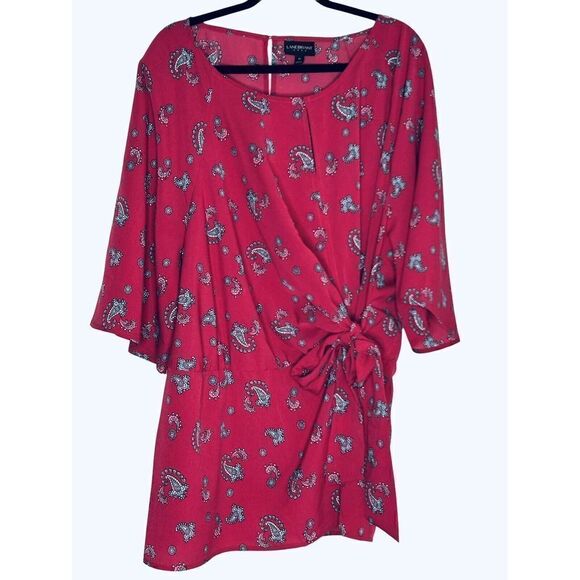 Lane Bryant Woman’s Paisley Faux Wrap Blouse Top Plus Sz 28 - Picture 1 of 7
